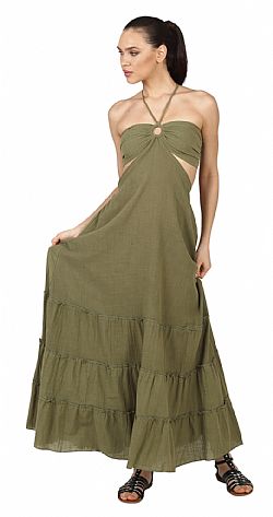 STRAPLESS COTTON MAXI DRESS