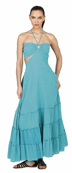 STRAPLESS COTTON MAXI DRESS