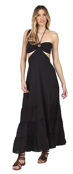 STRAPLESS COTTON MAXI DRESS