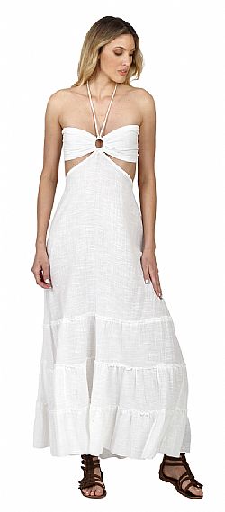 STRAPLESS COTTON MAXI DRESS