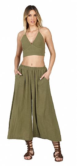 WIDE-LEG COTTON TROUSERS