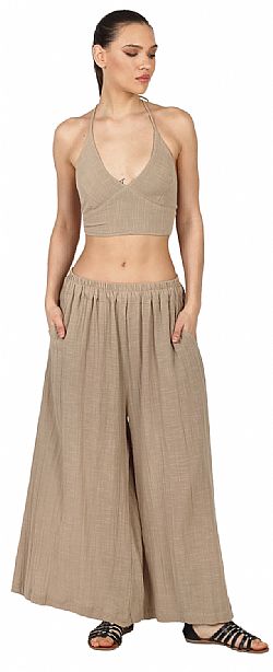 WIDE-LEG COTTON TROUSERS