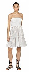 STRAPLESS WHITE EMBROIDERED COTTON DRESS