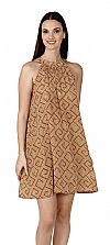 GOLDEN TWIST SILK HALTER DRESS