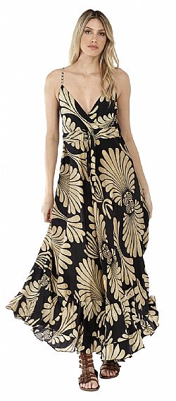 GOLDEN BLOOM SILK MAXI DRESS