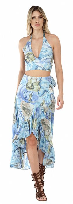 ASYMMETRIC WRAP MIDI SKIRT