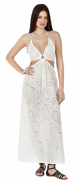 BRODERIE CUT-OUT MAXI DRESS