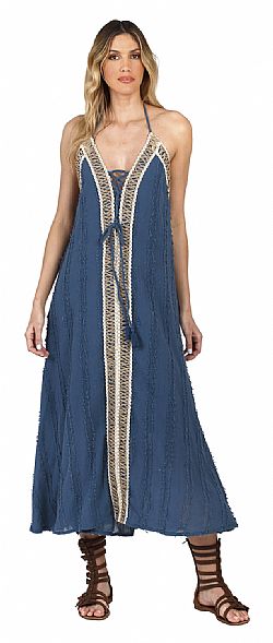 FLOWY HALTER MAXI SUMMER DRESS