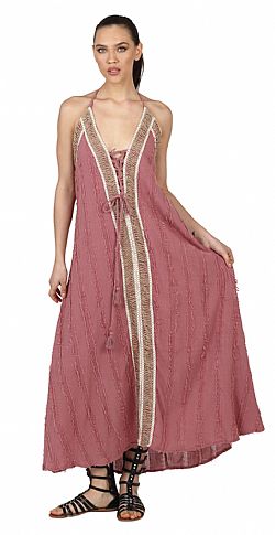 FLOWY HALTER MAXI SUMMER DRESS