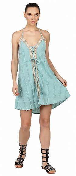 LACE-TRIM FLOWY SUMMER MINI DRESS