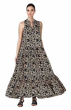 STRUCTURED PRINT MAXI DRESS