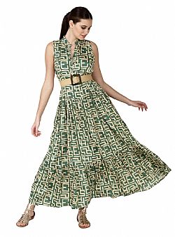 STRUCTURED PRINT MAXI DRESS