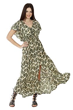 FLOWY BOHO MAXI SLIT DRESS