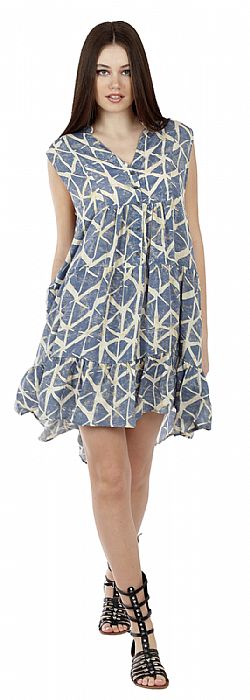 GEOMETRIC SLEEVELESS FLOW DRESS