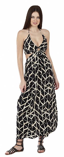 HALTER NECK FLOWY MAXI DRESS