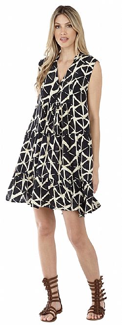 GEOMETRIC SLEEVELESS FLOW DRESS