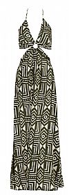 GRAPHIC HALTER MAXI DRESS