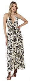 GRAPHIC HALTER MAXI DRESS