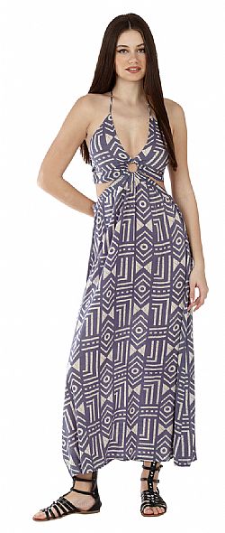 GRAPHIC HALTER MAXI DRESS