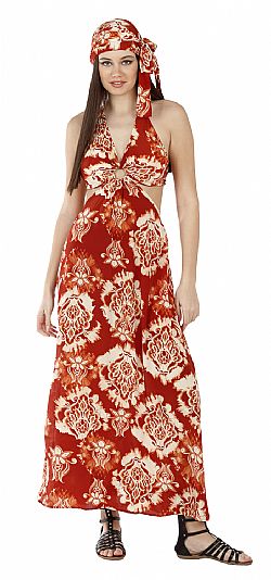 FLORAL SILK HALTER MAXI DRESS