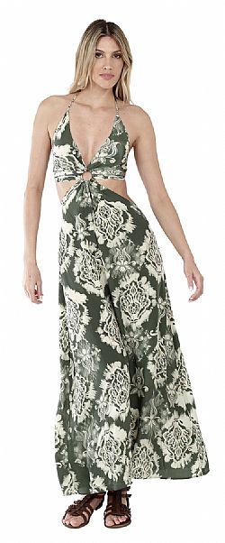 FLORAL SILK HALTER MAXI DRESS