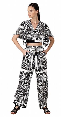 MIDNIGHT FLORAL SILK WIDE-LEG TROUSERS