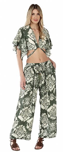 MIDNIGHT FLORAL SILK WIDE-LEG TROUSERS