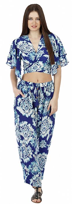 MIDNIGHT FLORAL SILK WRAP TOP