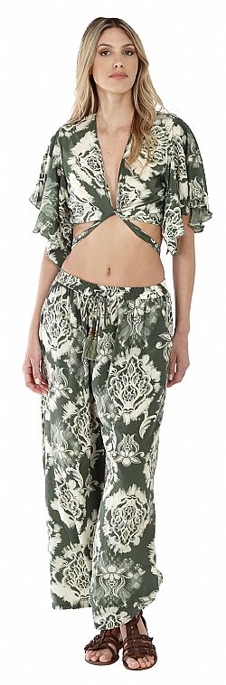 MIDNIGHT FLORAL SILK WRAP TOP