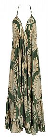 SUNSET BLOOM SILK HALTER MAXI DRESS