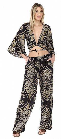 MIDNIGHT SWIRL SILK TROUSERS