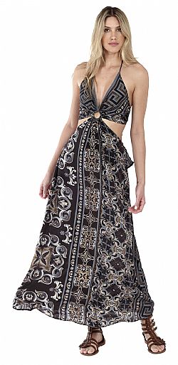 MIDNIGHT GODDESS SILK MAXI DRESS