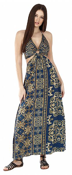 MIDNIGHT GODDESS SILK MAXI DRESS