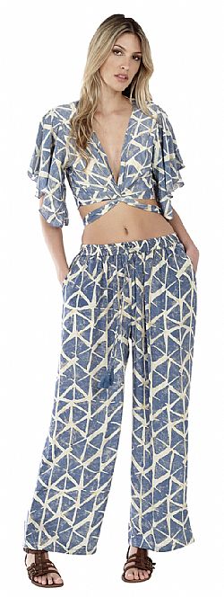 GEOMETRIC FLOW SILK TROUSERS