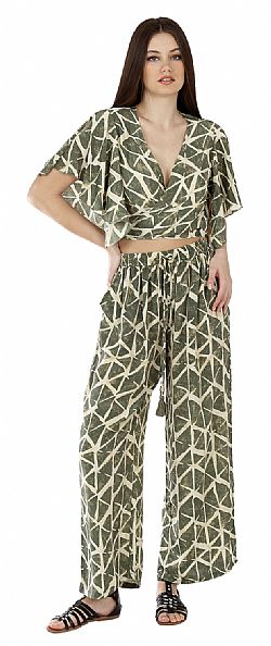 GEOMETRIC FLOW SILK TROUSERS