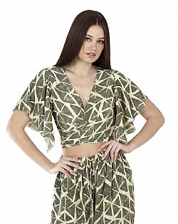 GEOMETRIC FLOW SILK TOP