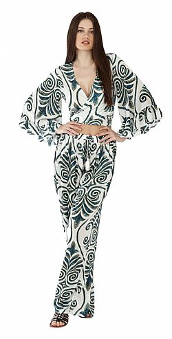 MIDNIGHT SWIRL WRAP TOP