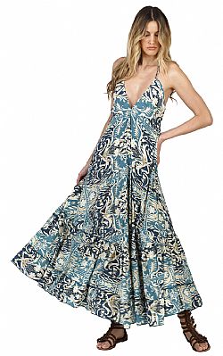 OCEAN BREEZE SILK MAXI DRESS