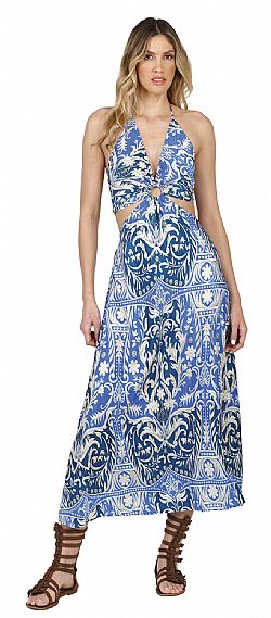 MIDNIGHT WAVE SILK MAXI DRESS