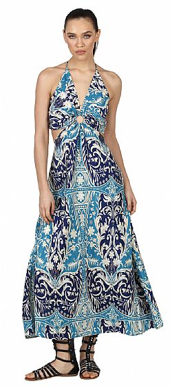 MIDNIGHT WAVE SILK MAXI DRESS