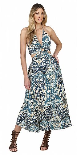 MIDNIGHT WAVE SILK MAXI DRESS