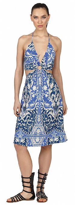 AZURE GLOW SILK MINI DRESS