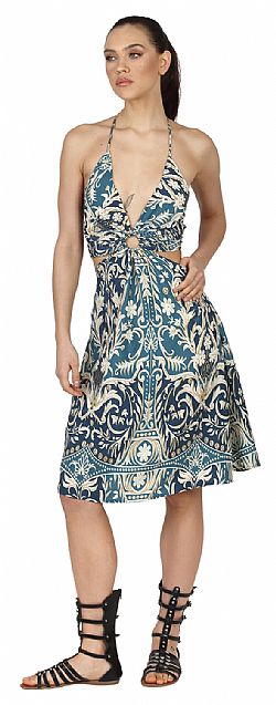 AZURE GLOW SILK MINI DRESS