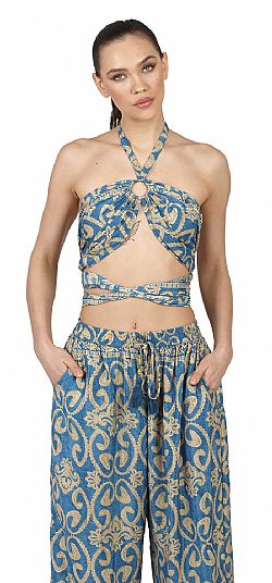 SILK HALTER CROP TOP
