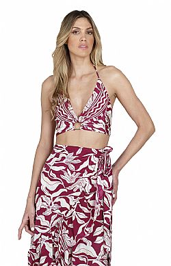 RING DETAIL SILK CROP TOP - BEACH CHIC STYLE