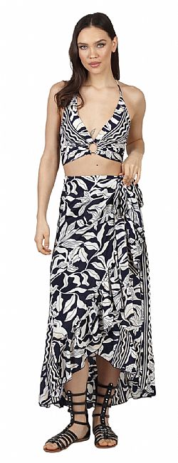 RING DETAIL SILK CROP TOP - BEACH CHIC STYLE