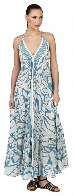 SILK V-NECK LONG DRESS - AIRY FIT