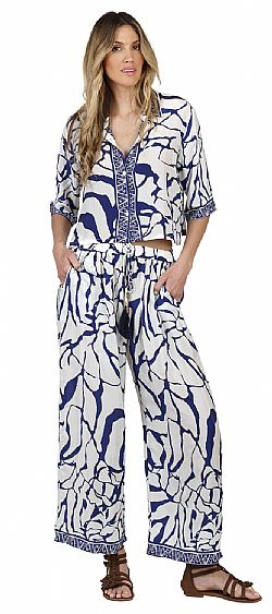 FLOWY SILK WIDE-LEG TROUSERS