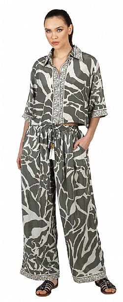 FLOWY SILK WIDE-LEG TROUSERS