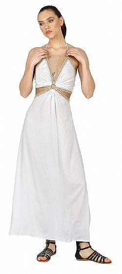 CROSS HALTER MAXI DRESS